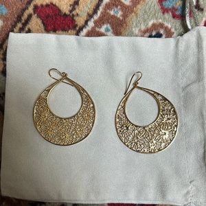 Gold plated floral hoop earrings